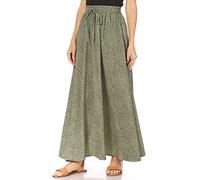 Maxi Skirts for Women Reg & Plus Size Women's Long Skirts, Flowy Summer A Line Skirt Aline Elastic High Waisted Trendy 2023, Green Black Dots, M