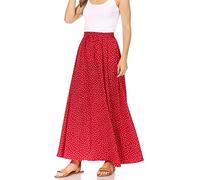 Maxi Skirts for Women Reg & Plus Size Women's Long Skirts, Flowy Summer Skirt Aline Elastic High Waisted Trendy 2023, Red White Dots, XXL
