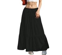Maxi Skirts for Women UK High Waist Elasticated A Line Half Slips Ladies Elegant Flowy Underskirt Plain Loose Swing Petticoat Casual Tiered Pleated Long Skirt