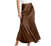Maxi Skirts for Women UK Satin Solid Color Skirt Sexy Wrap Skirt Elastic High Waist Splicing Swing Ladies Elegant Jacquard Silky Bodycon Midi Wedding Party Evening Club