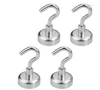 Maxi-Solutions Set of 20 Chrome Magnetic Hooks - 8kg/18lb for use on Fridge, Office, Kitchen, BBQ & More - Organize with Ease