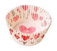 Maxi Sweet Love Baking Cups With Hearts 5Cm 50Pcs - Valentine's Day