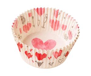 Maxi Sweet Love Baking Cups With Hearts 5Cm 50Pcs - Valentine's Day