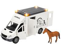Maxi Truck for Transport Animals with Horse Lights Real Sounds Movement Clutch Opening Doors Maxi Van Large cm27 Transport Horses Vehicle Toy Set Farm Stable Riding Stable
