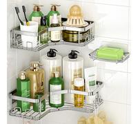 MAXIFFE Shower Caddy Organizer, 3-Pack Corner Shower Caddy Organizer Shelves Storage Rack Accessories for Bathroom Countertop Home Decor Set, Silver