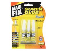 Maxifix 3PC 3g Superglue - Professional Super Strength Adhesive for Wood, Metal, Plastic & More - Ideal for Everyday Bonding Needs - High Impact Merchandising Unit with 3 Tubes