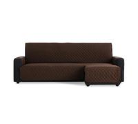 MAXIFUNDAS FUNDAS DE SOFA & CHAISE LONGUE Chaise Longue Sofa Cover Padded Right Arm 240 cm - Extra Soft Brown Sofa Cover with Back Ties - Chaise Longue Protector Sofa Model MAUI
