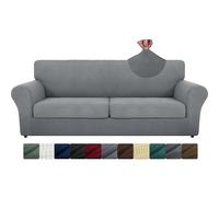 MAXIJIN 3 Piece Couch Covers for 2 Cushion Couch Super Stretch loveseat Sofa Cover for Dogs Pet Proof Furniture Protector Non Slip Magic Couch Slipcover Washable (71"-91", Light Gray)