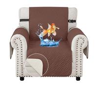 MAXIJIN Chair Covers Waterproof Sofa Slipcovers Non-Slip 1 Seater Sofa Protectors with Elastic Straps Reversible Universal Couch Covers for Dogs, Pets, kids (Coffee, 1 Seater)