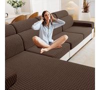 MAXIJIN Chaise Covers for Sectional Sofa, Stretch Sofa Seater Cover, Couch Seat Slipcover Protector Replacement for Individual Cushion with Elastic Bottom (Brown, Chaiselounge)