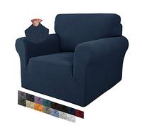 MAXIJIN Creative Jacquard Chair Covers for Living Room, Super Stretch Non Slip Chair Slipcover with Arms Dogs Pet Friendly 1-Piece Elastic Sofa Couch Protector Armchair Cover (1 Seater, Navy Blue)