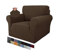 MAXIJIN Creative Jacquard Chair Covers for Living Room, Super Stretch Non Slip Chair Slipcover with Arms Dogs Pet Friendly 1-Piece Elastic Sofa Couch Protector Armchair Cover (1 Seater, Dark Coffee)