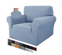 MAXIJIN Creative Jacquard Chair Covers for Living Room, Super Stretch Non Slip Chair Slipcover with Arms Dogs Pet Friendly 1-Piece Elastic Sofa Couch Protector Armchair Cover (1 Seater, Light Blue)