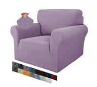 MAXIJIN Creative Jacquard Chair Covers for Living Room, Super Stretch Non Slip Chair Slipcover with Arms Dogs Pet Friendly 1-Piece Elastic Sofa Couch Protector Armchair Cover (1 Seater, Light Purple)