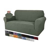 MAXIJIN Creative Jacquard Couch Covers for 2 Seater, Super Stretch Non Slip Love Seat Sofa Cover for Dogs Pet Friendly Elastic Furniture Protector Loveseat Slipcovers (2 Seater, Army Green)