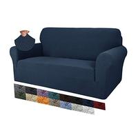 MAXIJIN Creative Jacquard Couch Covers for 2 Seater, Super Stretch Non Slip Love Seat Sofa Cover for Dogs Pet Friendly Elastic Furniture Protector Loveseat Slipcovers (2 Seater, Navy Blue)