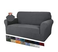 MAXIJIN Creative Jacquard Couch Covers for 2 Seater, Super Stretch Non Slip Love Seat Sofa Cover for Dogs Pet Friendly Elastic Furniture Protector Loveseat Slipcovers (2 Seater, Dark Grey)