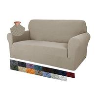 MAXIJIN Creative Jacquard Couch Covers for 2 Seater, Super Stretch Non Slip Love Seat Sofa Cover for Dogs Pet Friendly Elastic Furniture Protector Loveseat Slipcovers (2 Seater, Khaki)