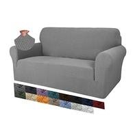MAXIJIN Creative Jacquard Couch Covers for 2 Seater, Super Stretch Non Slip Love Seat Sofa Cover for Dogs Pet Friendly Elastic Furniture Protector Loveseat Slipcovers (2 Seater, Light Grey)