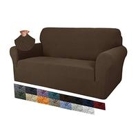 MAXIJIN Creative Jacquard Couch Covers for 2 Seater, Super Stretch Non Slip Love Seat Sofa Cover for Dogs Pet Friendly Elastic Furniture Protector Loveseat Slipcovers (2 Seater, Dark Coffee)