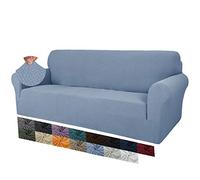 MAXIJIN Creative Jacquard Couch Covers for 3 Seater, Super Stretch Non Slip Sofa Cover for Dogs Pet Friendly 1-Piece Elastic Furniture Protector Sofa Slipcovers (3 Seater, Light Blue)