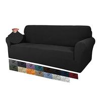 MAXIJIN Creative Jacquard Couch Covers for 3 Seater, Super Stretch Non Slip Sofa Cover for Dogs Pet Friendly 1-Piece Elastic Furniture Protector Sofa Slipcovers (3 Seater, Black)
