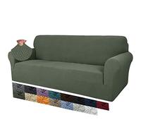 MAXIJIN Creative Jacquard Couch Covers for 3 Seater, Super Stretch Non Slip Sofa Cover for Dogs Pet Friendly 1-Piece Elastic Furniture Protector Sofa Slipcovers (3 Seater, Army Green)