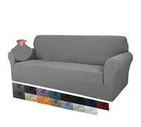 MAXIJIN Creative Jacquard Extra Large Couch Covers for 3 or 4 Seater, Super Stretch Non Slip Sofa Cover for Dogs Pet Friendly Sofa Slipcover Furniture Protector (4 Seater, Light Grey)