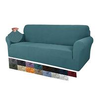 MAXIJIN Creative Jacquard Extra Large Couch Covers for 3 or 4 Seater, Super Stretch Non Slip Sofa Cover for Dogs Pet Friendly Sofa Slipcover Furniture Protector (4 Seater, Peacock Blue)