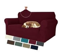 MAXIJIN Elastic 2 Seater Sofa Covers (55"-69", Universal Couch Cover With Armrests, Modern Stretch Cat Anti-Scratch Covers, Washable Non-Slip Slipcovers (Wine Red, 2 Seater)
