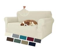 MAXIJIN Elastic 2 Seater Sofa Covers (55"-69", Universal Couch Cover With Armrests, Modern Stretch Cat Anti-Scratch Covers, Washable Non-Slip Slipcovers (Beige, 2 Seater)
