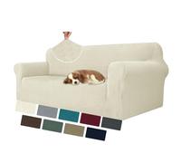 MAXIJIN Elastic 3 Seater Sofa Covers (71"-91", Universal Couch Cover With Armrests, Modern Stretch Cat Anti-Scratch Covers, Washable Non-Slip Slipcovers (Beige, 3 Seater)