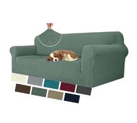 MAXIJIN Elastic 4 Seater Sofa Covers (91"-110", Universal Couch Cover With Armrests, Modern Stretch Cat Anti-Scratch Covers, Washable Non-Slip Slipcovers (Pea Green, 4 Seater)