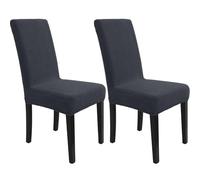MAXIJIN Elastic Chair Cover With Back Set of 2, Kitchen Chair Covers, Universal Cat Anti-Scratch Chair Slipcovers for Dining Room (Dark Grey, Pack of 2)
