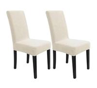 MAXIJIN Elastic Chair Cover With Back Set of 2, Kitchen Chair Covers, Universal Cat Anti-Scratch Chair Slipcovers for Dining Room (Beige, Pack of 2)