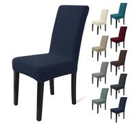 MAXIJIN Elastic Chair Cover With Back Set of 2, Kitchen Chair Covers, Universal Cat Anti-Scratch Chair Slipcovers for Dining Room (Navy Blue, Pack of 2)