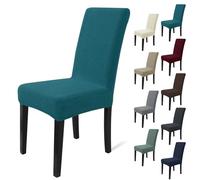 MAXIJIN Elastic Chair Cover With Back Set of 2, Kitchen Chair Covers, Universal Cat Anti-Scratch Chair Slipcovers for Dining Room (Blackish Green, Pack of 2)