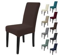 MAXIJIN Elastic Chair Cover With Back Set of 4, Kitchen Chair Covers, Universal Cat Anti-Scratch Chair Slipcovers for Dining Room (Dark Coffee, Pack of 4)