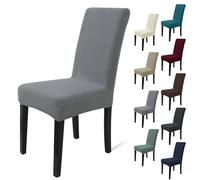 MAXIJIN Elastic Chair Cover With Back Set of 4, Kitchen Chair Covers, Universal Cat Anti-Scratch Chair Slipcovers for Dining Room (Light Grey, Pack of 4)