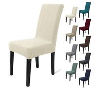 MAXIJIN Elastic Chair Cover With Back Set of 4, Kitchen Chair Covers, Universal Cat Anti-Scratch Chair Slipcovers for Dining Room (Beige, Pack of 4)
