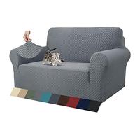 MAXIJIN New Jacquard Sofa Covers for 2 Seater, Super Stretch Non Slip Love Seat Couch Cover for Dogs Pet Friendly Elastic Furniture Protector Loveseat Slipcovers (2 Seater, Light Grey)