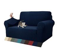 MAXIJIN New Jacquard Sofa Covers for 2 Seater, Super Stretch Non Slip Love Seat Couch Cover for Dogs Pet Friendly Elastic Furniture Protector Loveseat Slipcovers (2 Seater, Navy Blue)