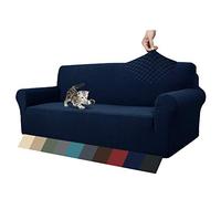 MAXIJIN New Jacquard Sofa Covers for 3 Seater, Super Stretch Non Slip Couch Cover for Dogs Pet Friendly 1-Piece Elastic Furniture Protector Sofa Slipcovers (3 Seater, Navy Blue)