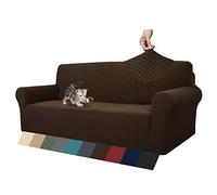 MAXIJIN Newest Jacquard Extra Large Sofa Covers for 3 or 4 Seater, Super Stretch Non Slip Couch Cover for Dogs Pet Friendly Sofa Slipcover Furniture Protector (4 Seater, Dark Coffee)