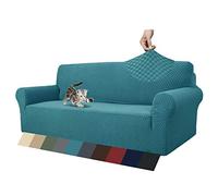 MAXIJIN Newest Jacquard Extra Large Sofa Covers for 3 or 4 Seater, Super Stretch Non Slip Couch Cover for Dogs Pet Friendly Sofa Slipcover Furniture Protector (4 Seater, Peacock Blue)