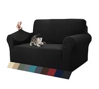 MAXIJIN Newest Jacquard Sofa Covers for 2 Seater, Super Stretch Non Slip Love Seat Couch Cover for Dogs Pet Friendly Elastic Furniture Protector Loveseat Slipcovers (2 Seater, Black)