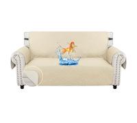 MAXIJIN Sofa Covers Waterproof Sofa Slipcovers Non-Slip 2 Seater Sofa Protectors with Elastic Straps Reversible Universal Couch Covers for Dogs, Pets, kids (Beige, 2 Seater)