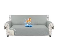 MAXIJIN Sofa Covers Waterproof Sofa Slipcovers Non-Slip 3 Seater Sofa Protectors with Elastic Straps Reversible Universal Couch Covers for Dogs, Pets, kids (Light Grey, 3 Seater)