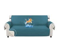 MAXIJIN Sofa Covers Waterproof Sofa Slipcovers Non-Slip 4 Seater Sofa Protectors with Elastic Straps Reversible Universal Couch Covers for Dogs, Pets, kids (Blackish Green, 4 Seater)