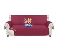 MAXIJIN Sofa Covers Waterproof Sofa Slipcovers Non-Slip 4 Seater Sofa Protectors with Elastic Straps Reversible Universal Couch Covers for Dogs, Pets, kids (Wine Red, 4 Seater)
